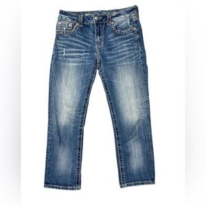 Miss Me boyfriend capri size 27 bling western 28x24 flap pockets rhinestones